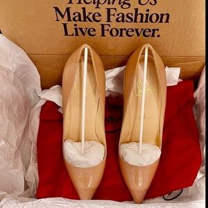 Christian Louboutin kate 100mm In Dusty Nude Tan pink patent EU 39